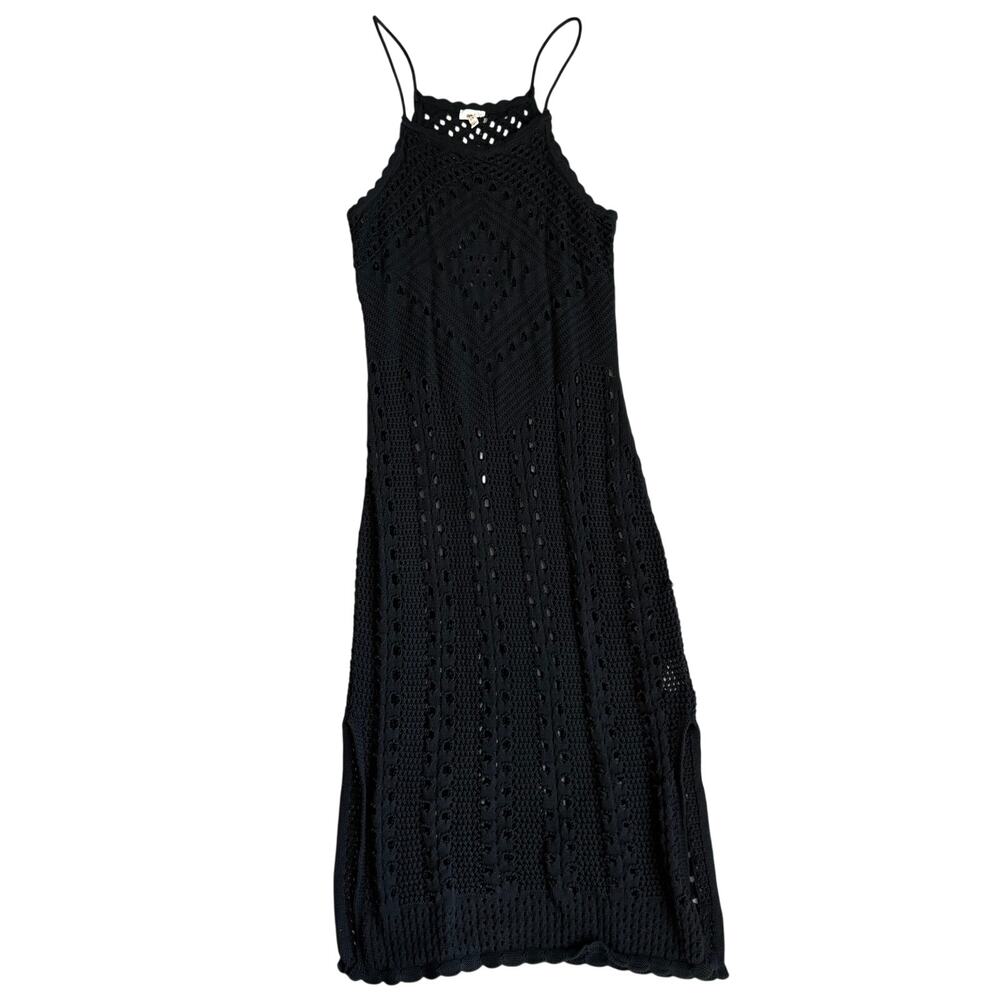 Aerie Black, Crochet, Halter, Midi Dress- L - Picture 2 of 9